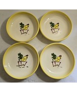 4 Vintage Brock of California Yellow Farmhouse Rooster 5 1/8&quot; Dessert So... - $39.39 CAD