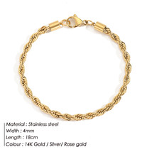 Charming Flash Twisted Rope Chain Bracelets for Women Lady Stainless Steel Brace - £7.87 GBP