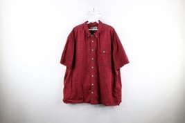 Duluth Trading Co Mens 2XLT Relaxed Fit Faded Short Sleeve Button Down Shirt Red - $34.60