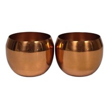 Copper Craft Guild Goblet 2pc Set Roly Poly Cups 3&quot; Vintage MCM Boho Bar Decor - £12.44 GBP