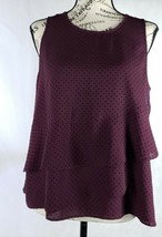 ELLE Maroon Black Polka Dot Summer Beachie Resort Short Tiered Blouse Si... - £11.92 GBP