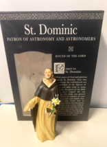 Saint Dominic 4&quot; H Statue, Prayer Card + Bio, New - £17.40 GBP