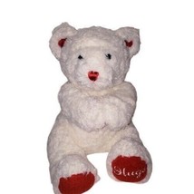 Build a Bear Valentines Hugs Bear Plush 14&quot; White Red Magnetic Hands Red... - $17.19