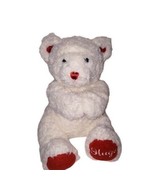 Build a Bear Valentines Hugs Bear Plush 14&quot; White Red Magnetic Hands Red... - $17.19