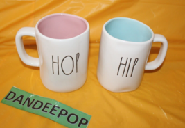 Rae Dunn Artisan  Hip Hop Ceramic Pink Blue Coffee Tea Beverage Mugs Easter - £23.35 GBP