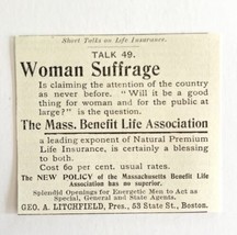 Mass Life Benefit Womens Suffrage 1894 Advertisement Victorian Insurance... - $19.99