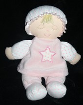 Kids Preferred Blonde Baby Doll 10&quot; Pink Star Polka Dot Plush Sleepy Stuffed Toy - £8.43 GBP