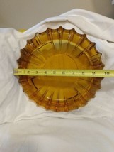 Vintage Ashtray Amber Cut Glass MCM Mid Century Mod Heavy Art Glass Sunburst - £15.97 GBP