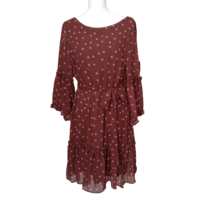 Maison Tara Women&#39;s Polka Dot Print Fit and Flare Dress 16 Chiffon 3/4 S... - $37.89