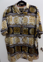 NEW Baroque Gold Sun Medusa Italian Designer Style Mens Shirt Chetah Siz... - £43.06 GBP