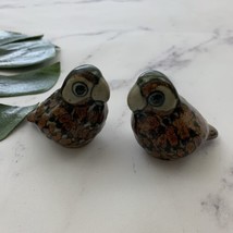 Vintage Handmade Ceramic Parrot Birds Small Mini Tropical Decor Green Brown - £19.54 GBP