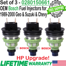 Bosch Genuine 3 Units HP Upgrade Fuel Injectors for 1989-1997 Geo Metro 1.3L I4 - $98.99