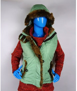 Solstice Green Insulated Vest Womens M 8 10 Faux Fur Trim Hooded Waterpr... - £31.15 GBP