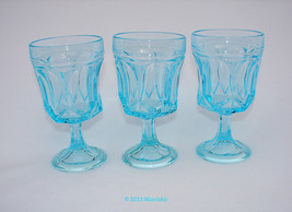 3 Anchor Hocking Fairfield Pattern 10 ounce Water Goblets Sky Blue Color 1975 - £23.52 GBP