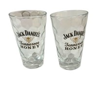 Jack Daniels Tennessee Honey Honeycomb DOF Bee Glasses Lot 2 5.5” Faceted RARE - £52.30 GBP