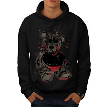 Wellcoda Teddy Bear Love Hurt Mens Hoodie, Blood Casual Hooded Sweatshirt - £25.57 GBP+