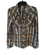 True Religion flannel Plaid Pearl snap Button Long Sleeve Shirt Multi Co... - $38.60