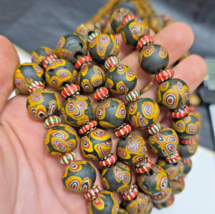 Vintage Venetian Style Gabri and Chevron Mix Glass Beads Necklace MX-870 - $74.85 CAD