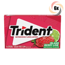 6x Packs Trident Island Berry Lime Flavor Sugar Free Gum | 14 Sticks Per... - £12.40 GBP