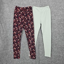 LuLaRoe Leggins Womans Tween 00-0  2 Pairs Pale Green and Multicolor Act... - $14.86