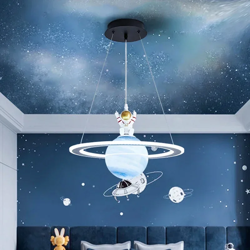 creative planet chandelier astronaut chandelier glass ball children&#39;s be... - $154.22+