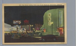 Vine St, Looking North Sunset, Hollywood, Ca 1940&#39;s Color Linen Vintage Postcard - £7.56 GBP