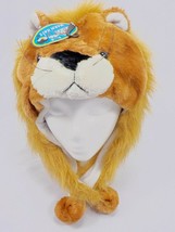 Animal Warm Hats Plush Winter Cap Lion Wild Animal Long Dangling Ear Flaps Nwt - £7.85 GBP