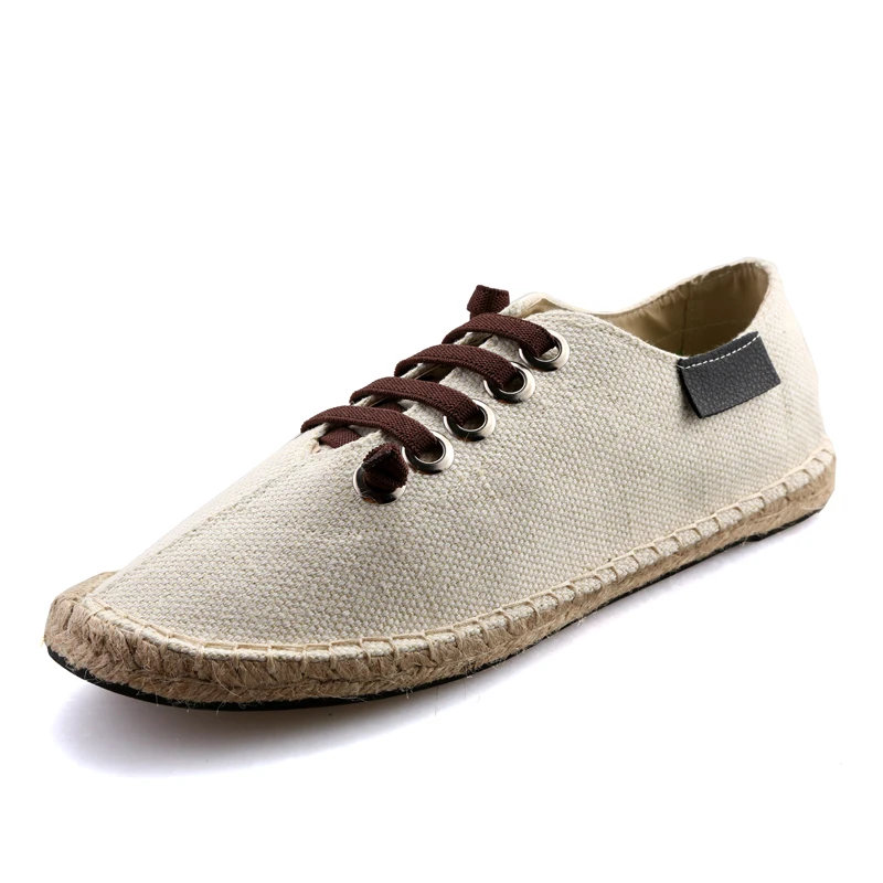 Summer Men Shoes Ethnic Style Hemp Insole Fisherman Breathable Shoes Coo... - £29.39 GBP