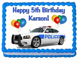 Police Car party edible cake topper frosting sheet - $9.99