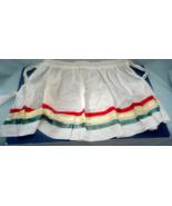 Vintage shabby chic handmade half apron white with red yellow green ribb... - $19.75