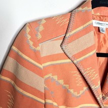 COLDWATER CREEK Orange/Tan Southwestern Aztec Embroidered Blazer Jacket Size 8 - £32.56 GBP