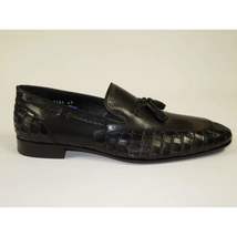 Men's GENIO Genuine Crocodile Embossed Leather Shoes Turkey 120371164 Black image 7