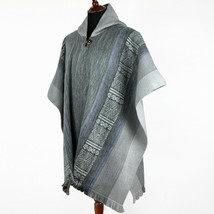 Lightweight Baby Alpaca Wool Poncho Handmade S.American Artisans Slate Gray - £65.99 GBP