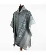 Lightweight Baby Alpaca Wool Poncho Handmade S.American Artisans Slate Gray - $84.10