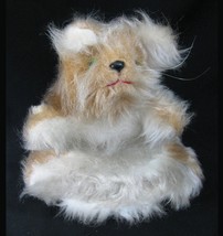 Vintage Cat Fluffy Plush Puppet Green Eyes Tan Brown  - $12.38