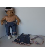 American Girl BITTY BABY Denim Dress Jumper, Denim Pants, Two Headbands,... - £27.08 GBP