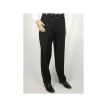 Men's MANTONI Pleated Dress Pants 100% Wool Super 140's Classic Fit  40901 Black image 2