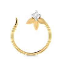 14K Yellow Gold Plated Round Lab-Created Moissanite Solitaire Nose Pin Ring - £22.47 GBP