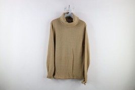 Vtg 70s Streetwear Womens Medium Blank Ribbed Knit Turtleneck Sweater Beige USA - £43.47 GBP