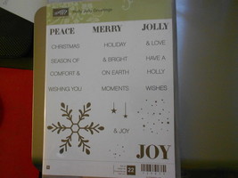 Stampin Up Wooden Stamp Set (new) HOLLY JOLLY GREETINGS (22 stamps) - £22.15 GBP