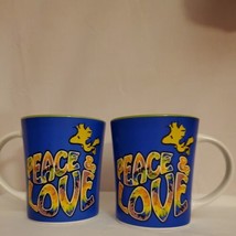 Two Peanuts Woodstock Peace &amp; Love Coffee Mug 15 oz - £19.77 GBP
