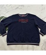 Coca Cola Womens Vintage Y2k Sherpa Pullover Sweatshirt Size L Blue Red ... - $46.02 CAD