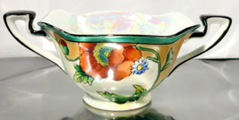 Vintage Noritake Lusterware Hand Painted Sugar Bowl - Poppies &amp; Blue Cornflowers - £20.91 GBP