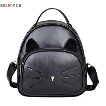 PU Leather Backpack Women For Teenage Girls School Lady&#39;s Small Cat Backpack dos - £22.70 GBP