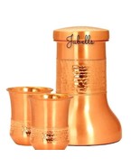 Copper Designer Hammered &amp; Smooth Bedroom Bottle With Copper Glasses,Dri... - $1,404.38 MXN