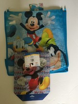 New Disney Mickey &amp; Friends 13&#39;&#39; x 12&#39;&#39; x 6&#39;&#39; Reusable Tote Bag &amp; 2 Smal... - $11.66