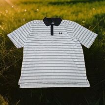 UA Under Armour Golf Polo Shirt Mens Sz XL Short Sleeve Black &amp; White St... - $25.74