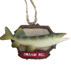 Midwest  Dream Big Christmas Ornament  Fish on Plaque Fishing - £5.08 GBP
