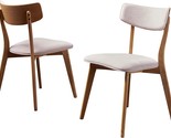 Set Of 2 Light Beige Caleb Mid-Century Fabric Dining Chairs With A Natur... - $192.95