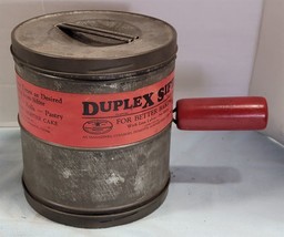 Vintage 5-Cup Flour Sugar Duplex Sifter Red Wooden Handle Primitive Baking - £15.00 GBP